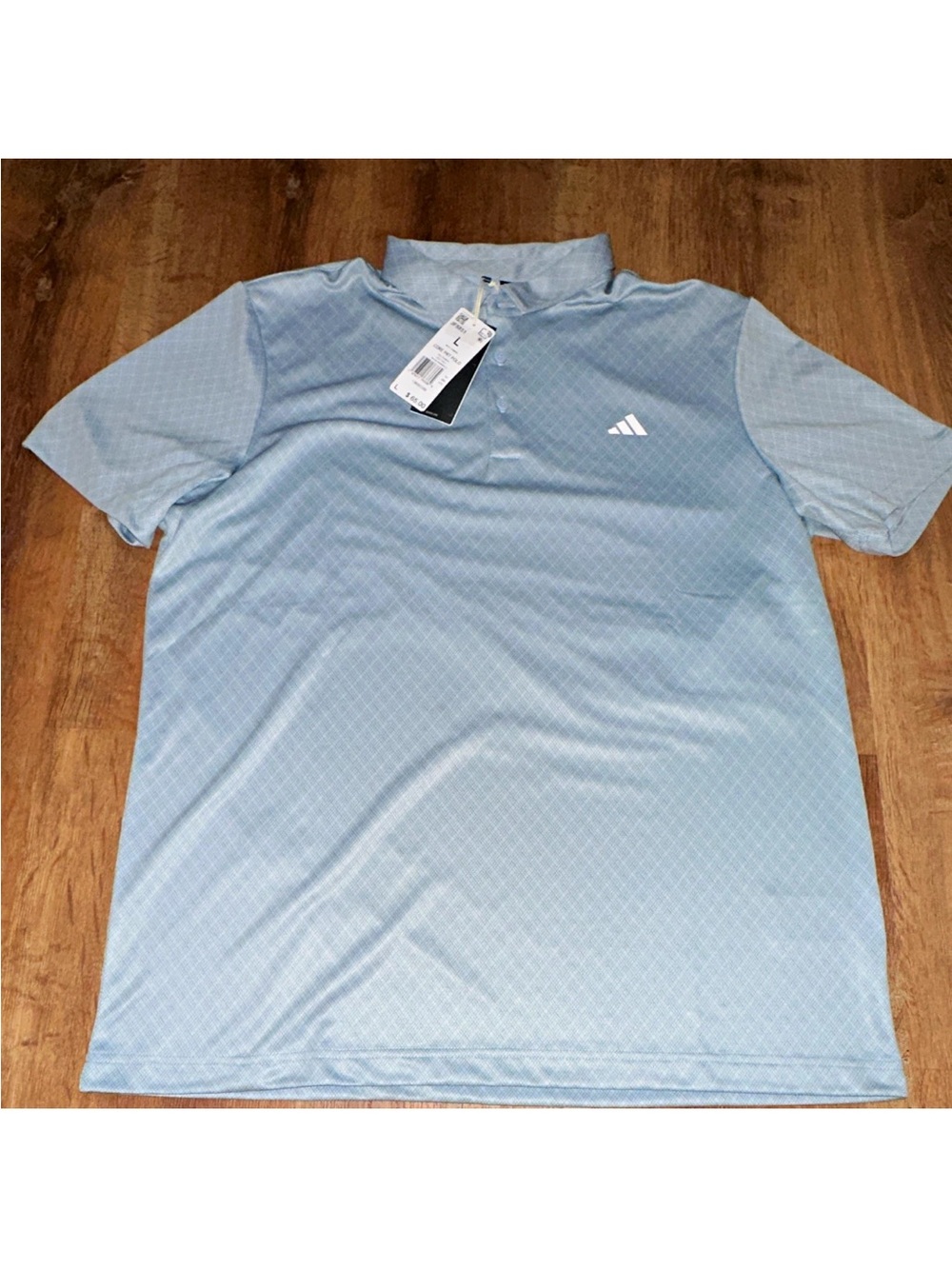 Adidas Men's Core Allover Print Golf Polo in Wonder Blue / Silver Green NWT